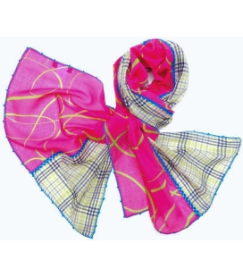 Cotton scarf FUCHSIAVERT Leo Atlante