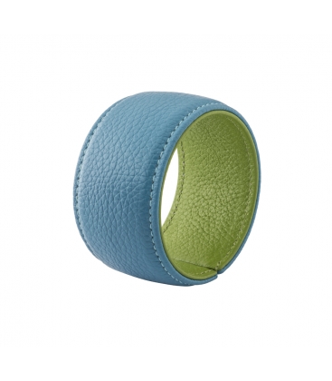 Manchette bracelet cuir bleu SYLVIE GM